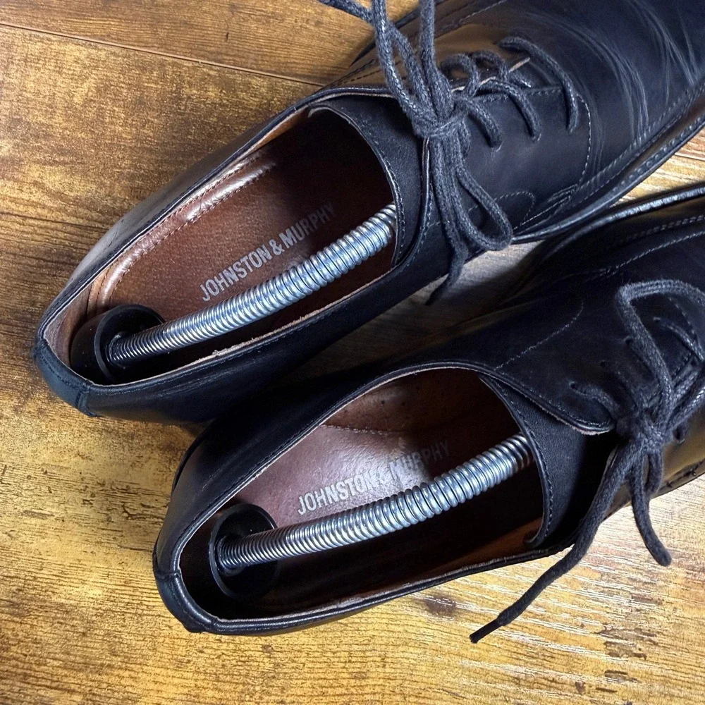 Johnston & Murphy NJ-6461 Black Leather‎ Bicycle Toe Oxford Mens Size 10 M